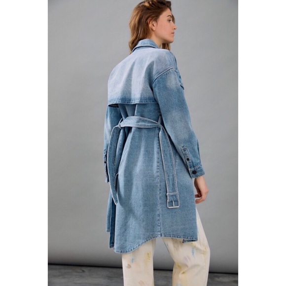 NWT ANTHROPOLOGIE BLAINE DENIM TRENCH COAT - Picture 3 of 9
